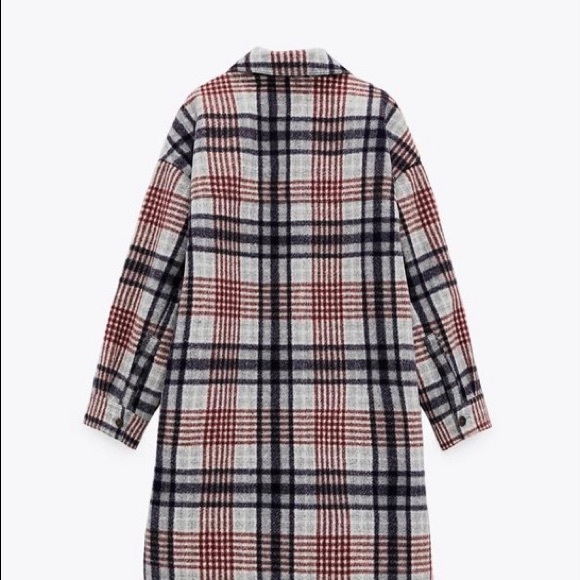 Zara Long Plaid Coat - Picture 4 of 7